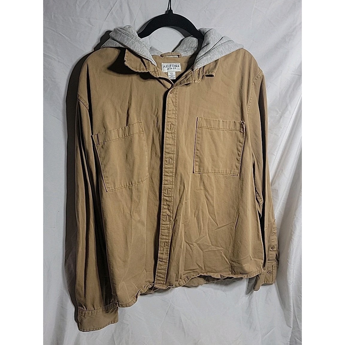 Arizona Jean Company Brown Denim Jacket Hoodie Lined Sherpa 2xl Read Desc